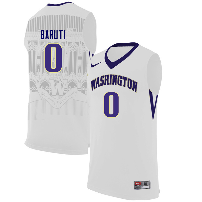 Men Washington Huskies #0 Bitumba Baruti College Basketball Jerseys Sale-White
